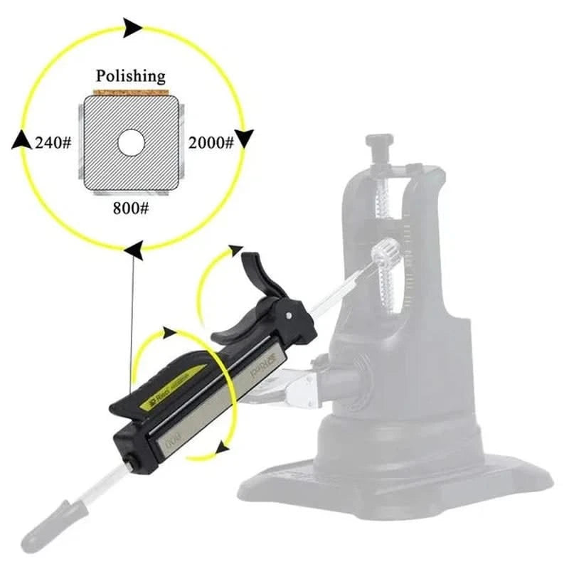 Afilador de cuchillos – sistema de ángulo fijo con piedras diamantadas, piedras de afilar y pulido
