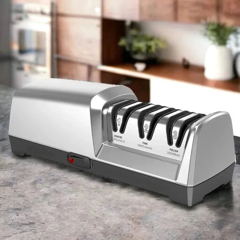 Afilador eléctrico de 3 etapas con ángulos ajustables de 15° y 20°