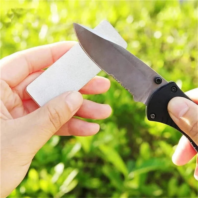 Mini piedra de afilar de doble cara – afilador de cuchillos de diamante y cerámica para exteriores