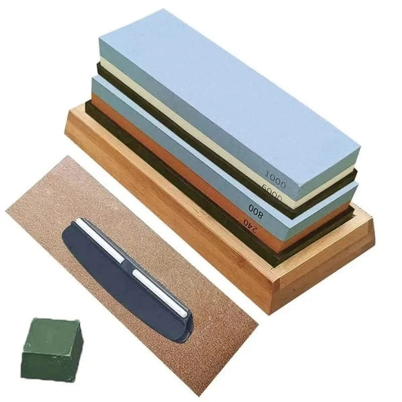 Piedra de afilar de 4 granos – kit profesional para hojas afiladas