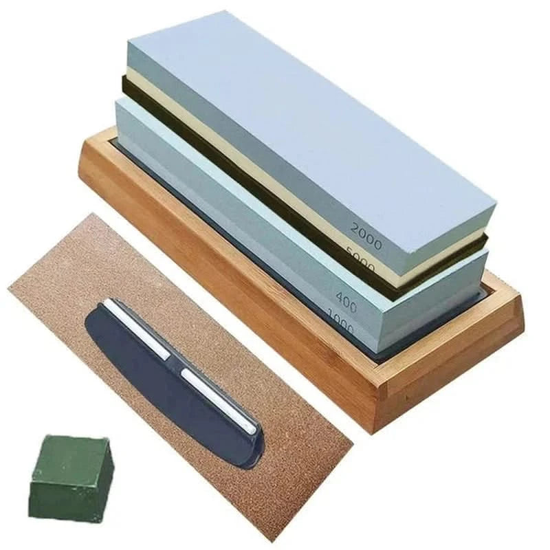 Piedra de afilar de 4 granos – kit profesional para hojas afiladas