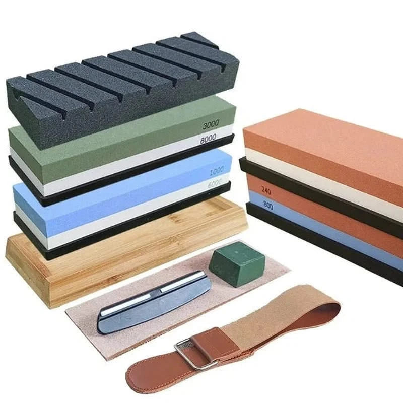 Piedra de afilar de 4 granos – kit profesional para hojas afiladas
