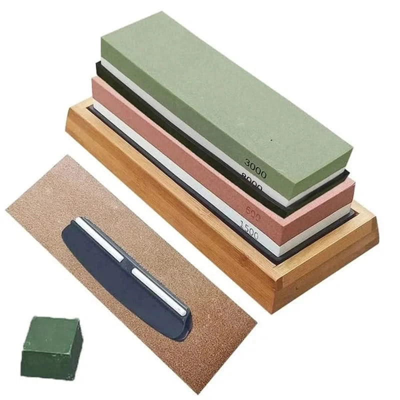 Piedra de afilar de 4 granos – kit profesional para hojas afiladas