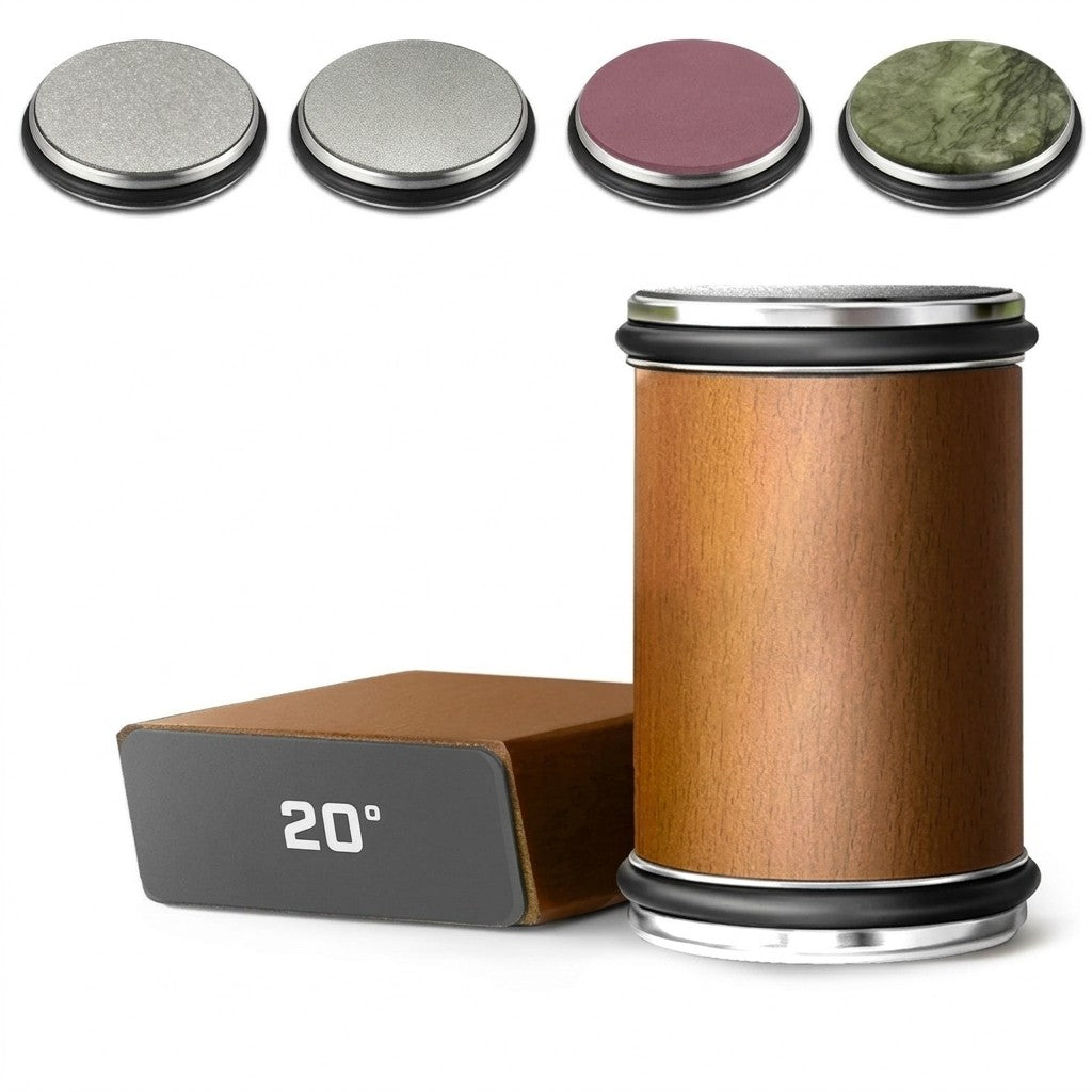 Afilador de rodillo de madera con cuña magnética de 20° y 4 discos de 400# a 10000#